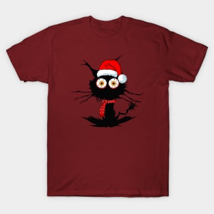 Funny Black Cat Christmas Tree T-Shirt